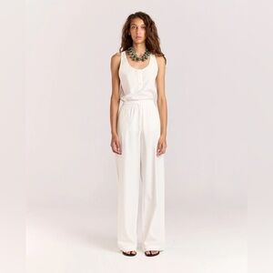 Romy the Brand Rope Cotton Blend Tie Pant in White